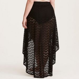 Torrid Black Crochet Maxi Hi-Lo Swim Cover Up